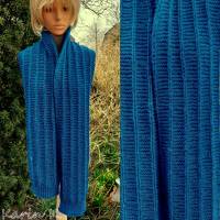 Schal für SIE & IHN im schlichten Design Länge 176 cm Blau Petrol gestrickt Wolle Superlana von Lana Grossa Bild 10