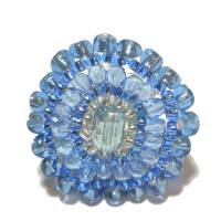 Ring blau pastell 30 x 28 mm handgefertigt verstellbar von XS bis XXL Glasperlen candy colour Unikat boho Bild 3