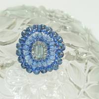 Ring blau pastell 30 x 28 mm handgefertigt verstellbar von XS bis XXL Glasperlen candy colour Unikat boho Bild 8