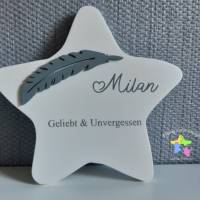 Erinnerung an ein Sternenkind, Geschenk für Sterneneltern, individuelle gestaltetes Trauergeschenk, weißer Stern Stern Bild 1