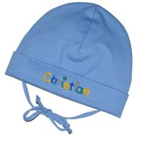 Babymütze Hellblau mit Namen für Jungen - Personalisierte Mütze für Babys - Kindermütze mit Wunschname Bild 1