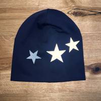 Mütze Beanie dunkelblau  Sterne reflektierend KU 46/49 50/54 55/60 Bild 3