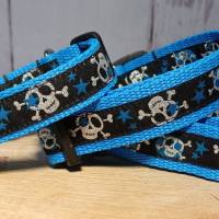 Hundehalsband Halsband "Skulls", blau auf blau, ca. 24cm-36cm, 2,5cm breit Bild 3