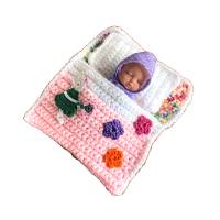 Puppenbettchen - Schlafsack für Puppen ca.15 cm Hasenmädchen mit Blumen sofort lieferbar !!! Bild 1