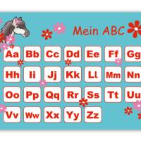 ABC Lernposter | Pony Blumen - türkis rot Bild 1