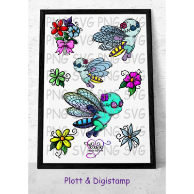 Plotterdatei und Digistamp "Frühlingsfreund Libelle" SVG&DXF, PNG
