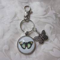 Schlüsselanhänger Anhänger Schmetterling Butterfly Insekt Grün Gelb Charm "Papillon" Bild 2
