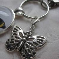 Schlüsselanhänger Anhänger Schmetterling Butterfly Insekt Grün Gelb Charm "Papillon" Bild 3