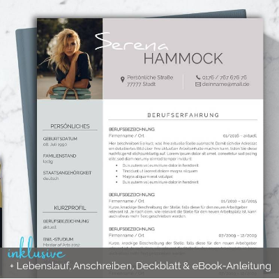 Lebenslauf Vorlage deutsch mit Anschreiben und Deckblatt | Lebenslaufvorlage Design Layout Bewerbungsvorlage pastell