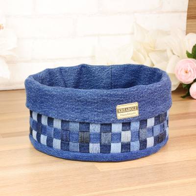 Brotkörbchen / Stoffkorb / Frühstückskorb, Upcycling, Durchmesser 22 cm, Höhe 11 cm, Utensilo Modell E