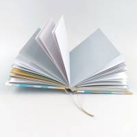 Notizbuch, 20 x 13 cm, upcycling, 104 Blätter aus zerschnittenen Briefumschlägen, fadengeheftet, handgefertigt Bild 4