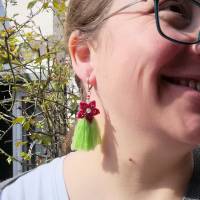 Makramee Quasten-Ohrringe mit Aventurin- und Edelstahl-Perlen Bild 2