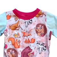 Babypullover Mädchenpulli - Größe 68 - Waldtiere ‍rosa türkis Bild 2