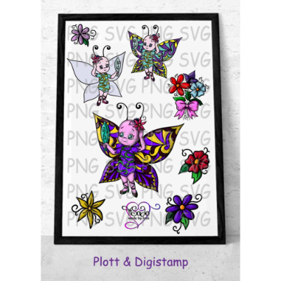 Plotterdatei und Digistamp "Frühlingsfreund Schmetterlinchen" SVG&DXF, PNG