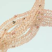 Perlenkette - Damencollier - gehäkelt aus rosegold Draht mit eingefügten Perlen Bild 4