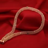 Perlenkette - Damencollier - gehäkelt aus rosegold Draht mit eingefügten Perlen Bild 5