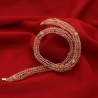 Perlenkette - Damencollier - gehäkelt aus rosegold Draht mit eingefügten Perlen Bild 6