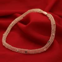 Perlenkette - Damencollier - gehäkelt aus rosegold Draht mit eingefügten Perlen Bild 7