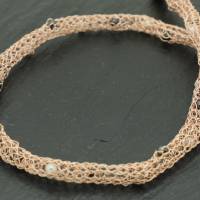 Perlenkette - Damencollier - gehäkelt aus rosegold Draht mit eingefügten Perlen Bild 9