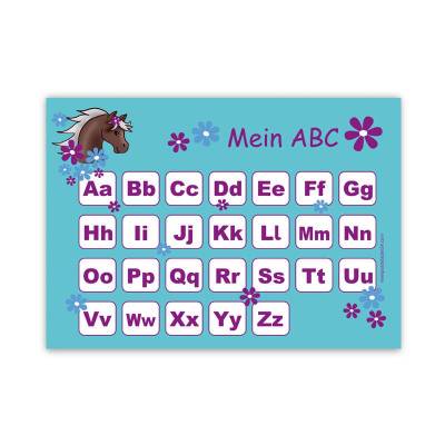 ABC Lernposter | Pony Blumen - türkis lila