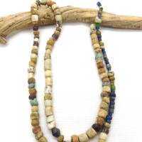 antike rustikale Djenne-Glasperlen aus Mali - Nila-Perlen - cremeweiß bunt - ca. 64cm Bild 4