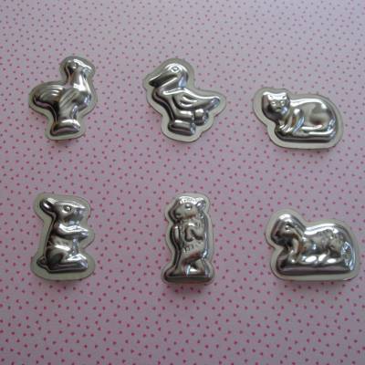 Kleine Backformen in Tierform aus Metall Vintage aus den 1970er oder 1980er Jahren