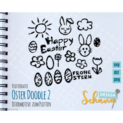 Ostern Doodle Set 2 Frohe Hase Frühling SVG Plotterdatei Vektorgrafik dxf eps Digistamp png jpg pdf lasercut basteln