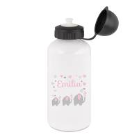 Trinkflasche Aluminium personalisiert mit Namen für Kinder, Mädchen, Motiv Elefant rosa Bild 1