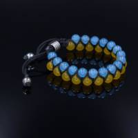 Herren Ukraine Edelstein Doppel-Armband aus Achat und Hämatit, Makramee Armband, Geschenk für Mann, 8 mm Bild 2