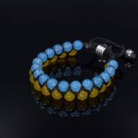 Herren Ukraine Edelstein Doppel-Armband aus Achat und Hämatit, Makramee Armband, Geschenk für Mann, 8 mm Bild 3