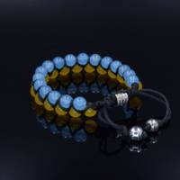 Herren Ukraine Edelstein Doppel-Armband aus Achat und Hämatit, Makramee Armband, Geschenk für Mann, 8 mm Bild 4