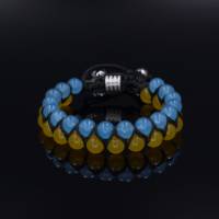 Herren Ukraine Edelstein Doppel-Armband aus Achat und Hämatit, Makramee Armband, Geschenk für Mann, 8 mm Bild 5