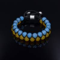 Herren Ukraine Edelstein Doppel-Armband aus Achat und Hämatit, Makramee Armband, Geschenk für Mann, 8 mm Bild 7