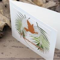Geldgeschenkverpackung, Glückwunschkarte zur Kommunion, Kommunionskarte mit Tauben-Motiv, grün - weiß Bild 4