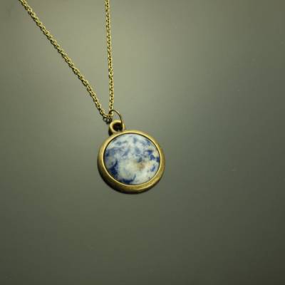 Kette Sodalith Nahcolith Midnight Blue Edelstein Cabochon Anhänger silbern golden bronze