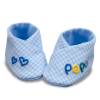 Babyschuhe blau kariert mit Namen personalisiertes Taufgeschenk Geschenk zur Geburt für Jungen Bild 1