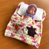 Puppenbettchen - Schlafsack für Puppen ca.15 cm Igel mit Apfel sofort lieferbar !!! Bild 1