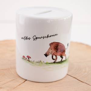 Spardose mit Wildschwein, "wildes Sparschwein", ein tolles Geschenk für Kinder, personalisierbar Bild 5