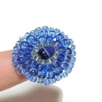 Ring blau 30 x 28 mm candy colour XS bis XXL verstellbar handgefertigt Glasperlen Unikat boho Bild 1