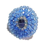 Ring blau 30 x 28 mm candy colour XS bis XXL verstellbar handgefertigt Glasperlen Unikat boho Bild 5