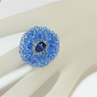 Ring blau 30 x 28 mm candy colour XS bis XXL verstellbar handgefertigt Glasperlen Unikat boho Bild 6