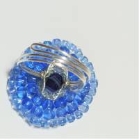Ring blau 30 x 28 mm candy colour XS bis XXL verstellbar handgefertigt Glasperlen Unikat boho Bild 9
