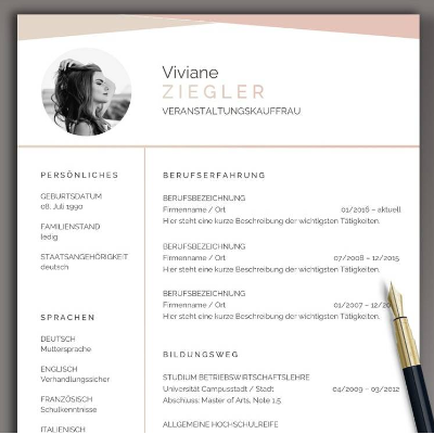 Moderne Bewerbungsvorlage Lebenslauf Vorlage deutsch Word & Pages
