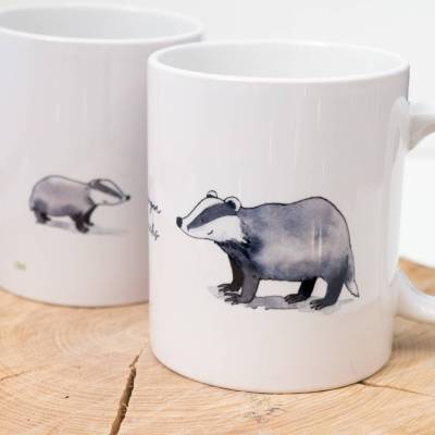 Frühstückstasse mit Dachs, Tasse Personalisierbar, Geschenk Tasse