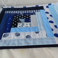 Platzset , blau weißes Platzset , Patchwork Quilt  , Platzdeckchen , , Log cabin Bild 2