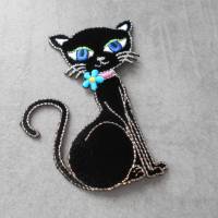 SET Katzen Applikation oder EINZELN schwarz , glitzer , rosa , Aufnäher zum Aufbügeln Patch Bild 2
