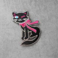 SET Katzen Applikation oder EINZELN schwarz , glitzer , rosa , Aufnäher zum Aufbügeln Patch Bild 4