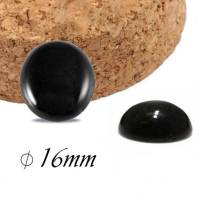 2x Obsidian Cabochon 16 mm, schwarz