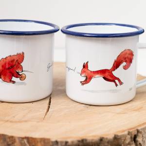 Emaille-Tasse Eichhörnchen, Geschenk Tasse mit Eichhörnchen, Kindertasse zum Geburtstag, Personalisierbar Bild 2