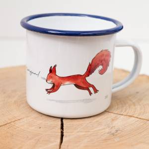 Emaille-Tasse Eichhörnchen, Geschenk Tasse mit Eichhörnchen, Kindertasse zum Geburtstag, Personalisierbar Bild 4